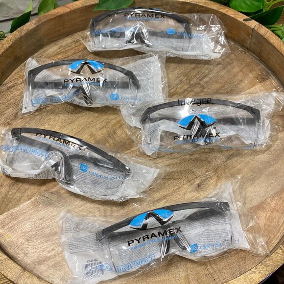 5 Pairs Pyramex SB410S Integra Safety Glasses Black Frame Clear Lens High Impact - Picture 2 of 7